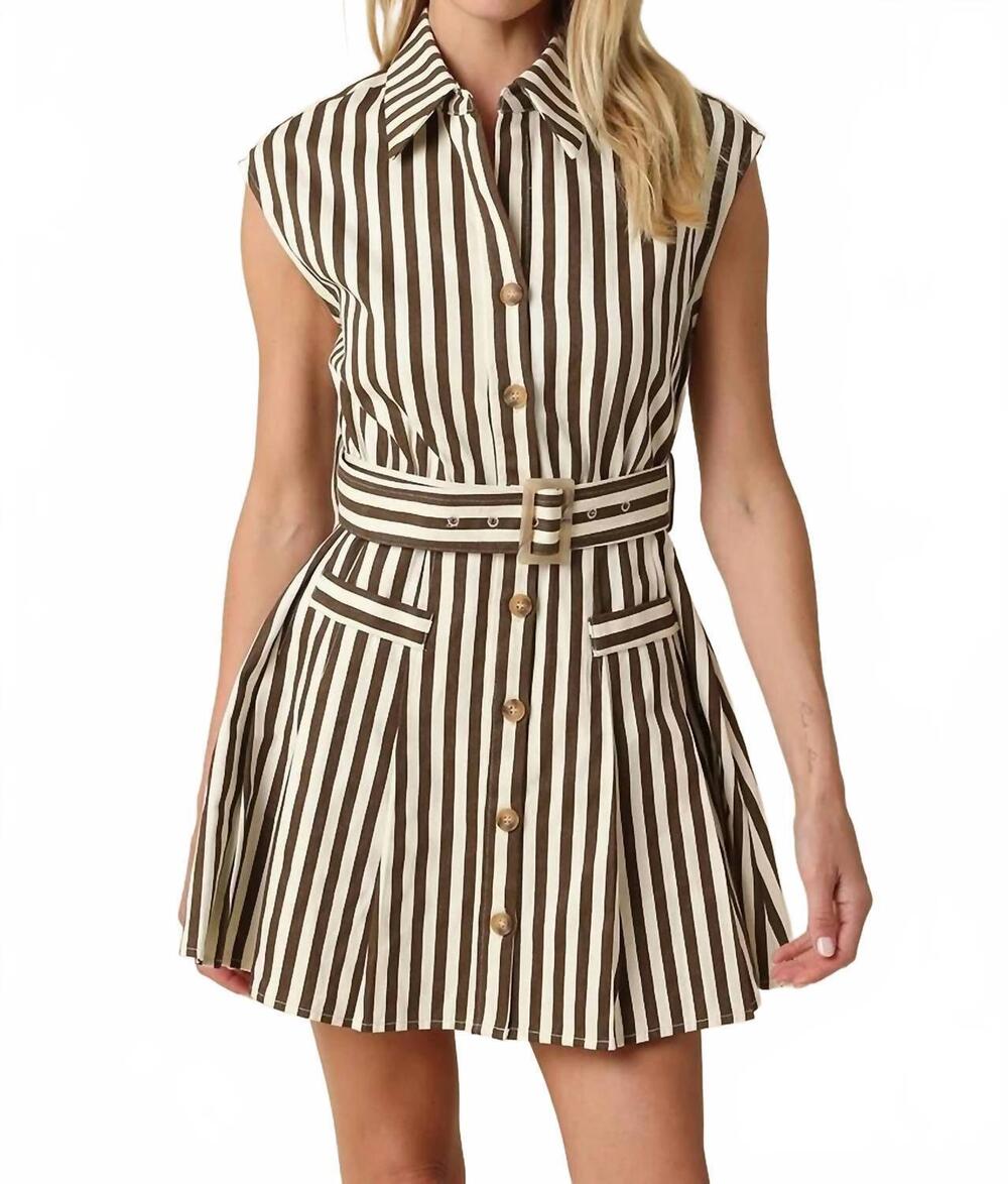 NEW OLIVACEOUS mia button down mini dress in brown